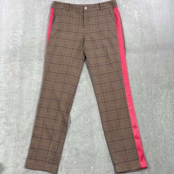 Tommy Hilfiger Women’s 4 Brown Plaid‎ with Red Stripe Pants - Picture 2 of 6